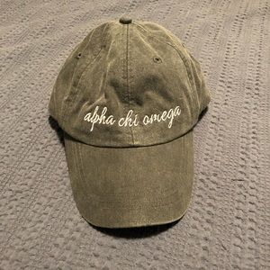 Alpha Chi Omega distressed script hat